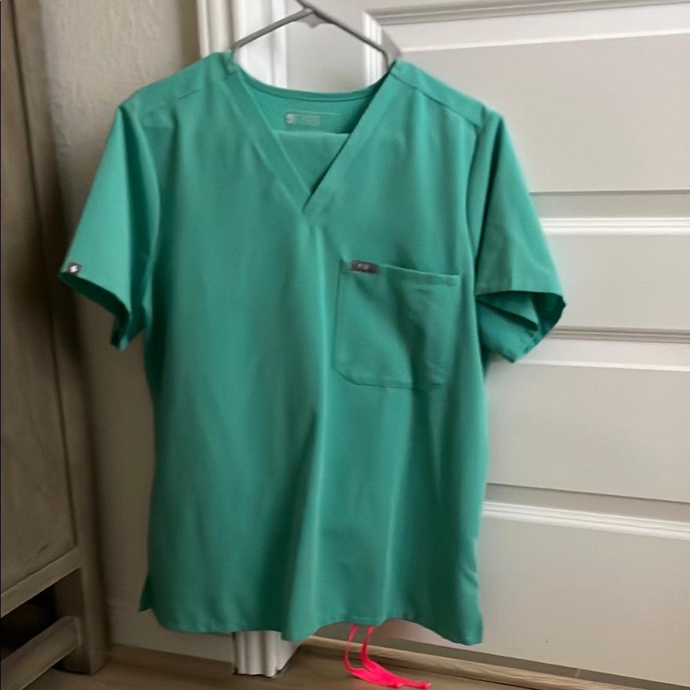 Green V-Neck Scrub Top